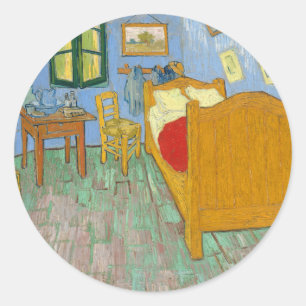 Sticker Rond The Bedroom - Vincent van Gogh (1889)