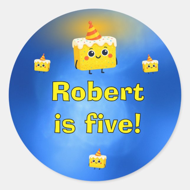Sticker Rond The Best Birthday Party Cake (Devant)