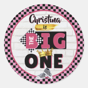 Sticker Rond The Big One PINK Retro Hip hop 1er anniversaire