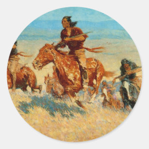 Sticker Rond The Buffalo Runners de Frederic Remington (1909)