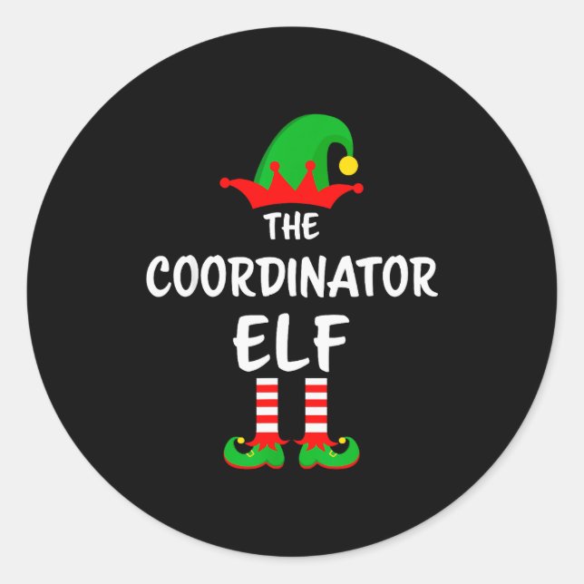 Sticker Rond The Coordinator Elf Matching Family Christmas  (Devant)