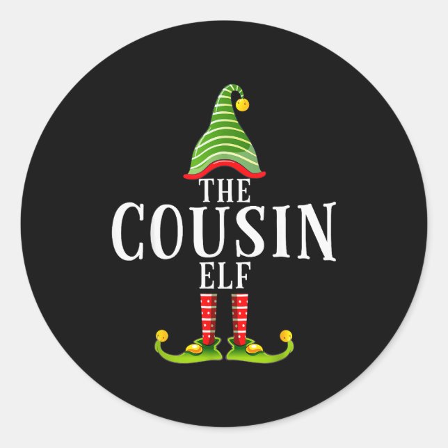 Sticker Rond The Cousin Elf Funny Matching Pajama Xmas  (Devant)