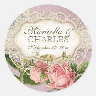 Sticker Rond Thé de dentelle Vintage moderne teint Hydrangea en