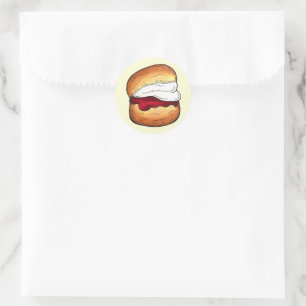 Sticker Rond Thé de mariage de jeune mariée Scone Crème Confitu
