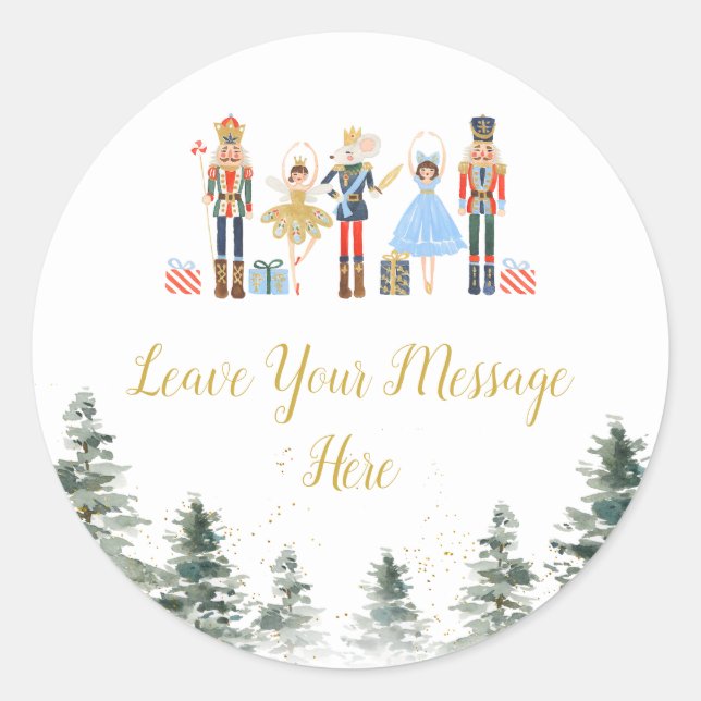 Sticker Rond Thé de mariage de Noël Casse-Noisette Aimez votre  (Devant)