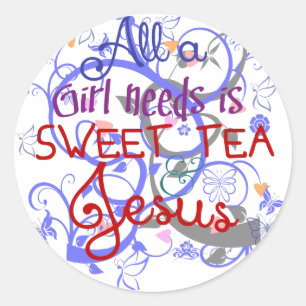 Sticker Rond Thé doux et Jésus
