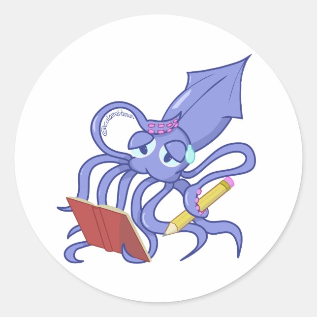 Sticker Rond The drawing calamari (Devant)