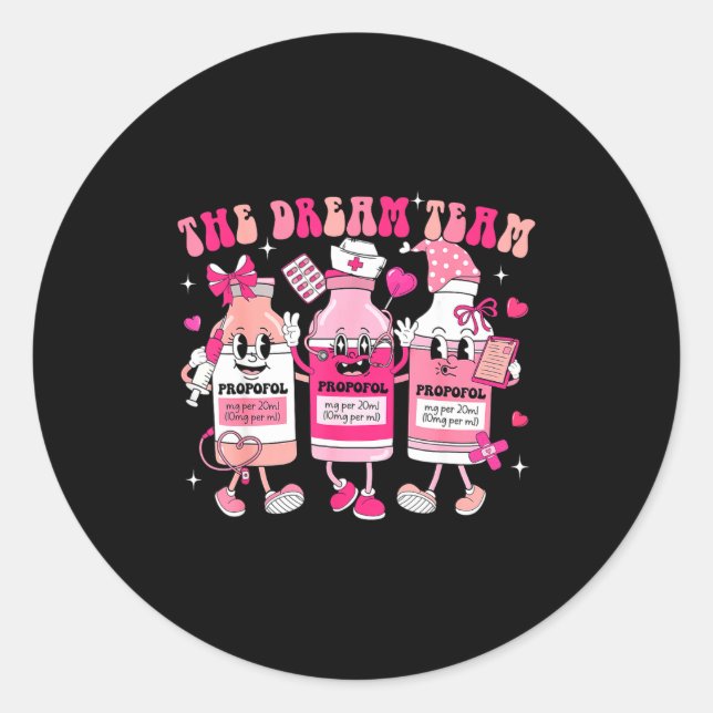 Sticker Rond The Dream Team Retro Groovy Nurse Medical Nursing  (Devant)