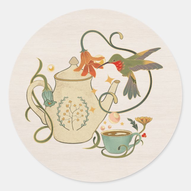 Sticker Rond Thé floral Vintage de lin (Devant)
