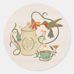 Sticker Rond Thé floral Vintage de lin
