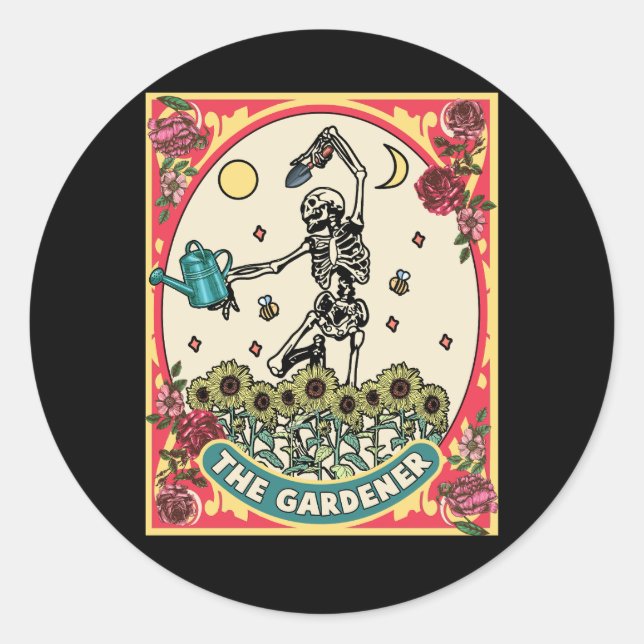 Sticker Rond The Gardener Tarot Card Gardening Planting Lover P (Devant)