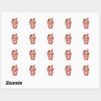 Sticker Rond Thé glacé à la fraise