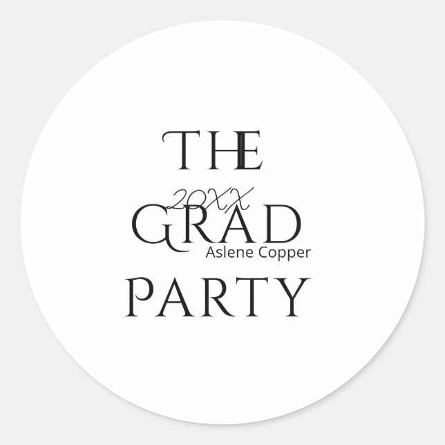 Sticker Rond The grad party name 20XX bold letter graduatsimple (Devant)