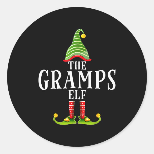 Sticker Rond The Gramps Elf Funny Matching Pajama Xmas  (Devant)