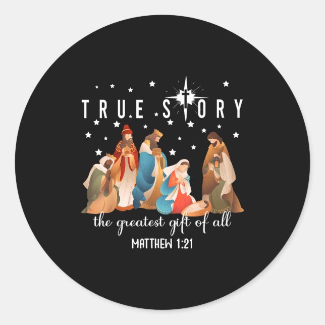 Sticker Rond The Greatest Gift For All Christmas Nativity Jesus (Devant)