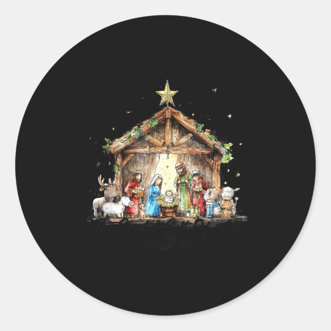 Sticker Rond The Greatest Gift For All Christmas Nativity Jesus (Devant)