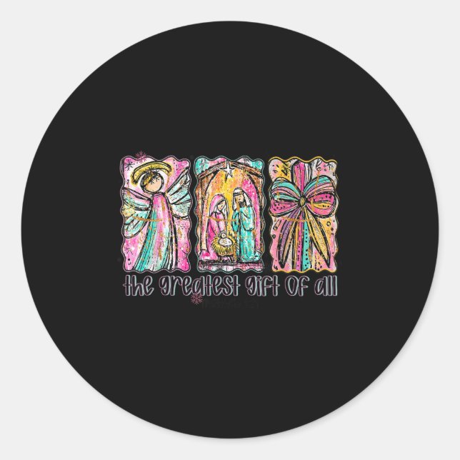 Sticker Rond The Greatest Gift For All Christmas Nativity Jesus (Devant)