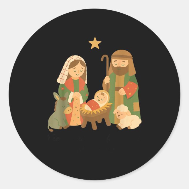 Sticker Rond The Greatest Gift Off All Nativity Scene Jesus Mat (Devant)