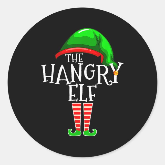 Sticker Rond The Hangry Elf Family Matching Group Christmas Fun (Devant)
