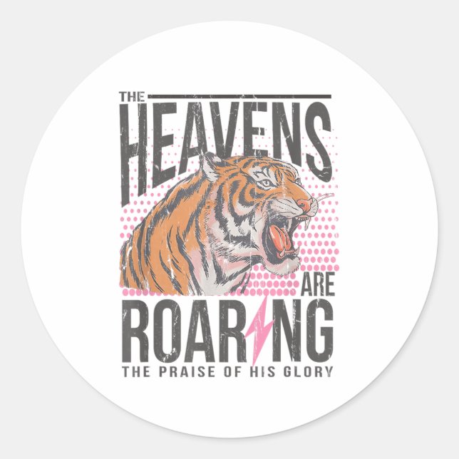 Sticker Rond The Heavens Are Roaring, Psalm 19_1 Bible Verse  (Devant)
