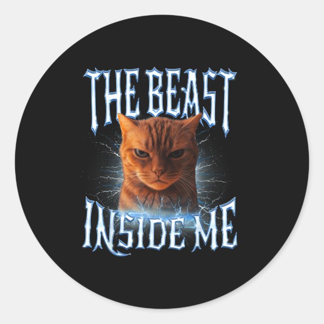 Sticker Rond The Inside Me Funny Cat Joke Meme Graphic  (Devant)