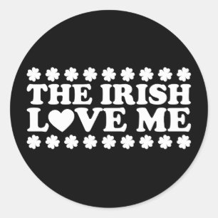 Sticker Rond The Irish Love Me Shamrock St Patrick's Day Retro
