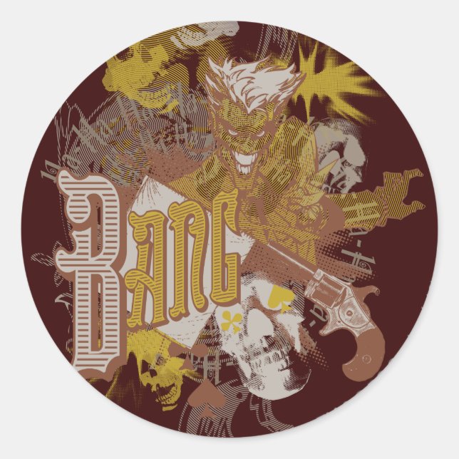 Sticker Rond The Joker Gun / Bang Carnival Collage (Devant)