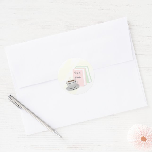 Sticker Rond Thé & Livres Shower de Mariée (Enveloppe)