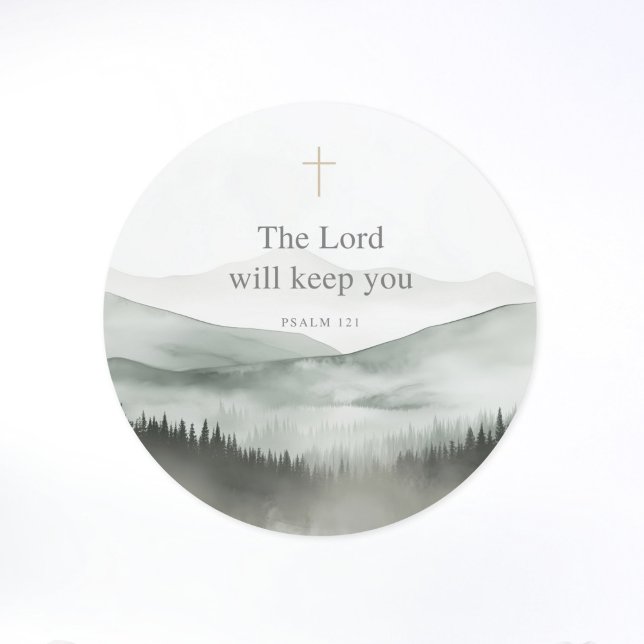 Sticker Rond The Lord Will Keep You – Psalm 121 Christian Faith (Créateur téléchargé)