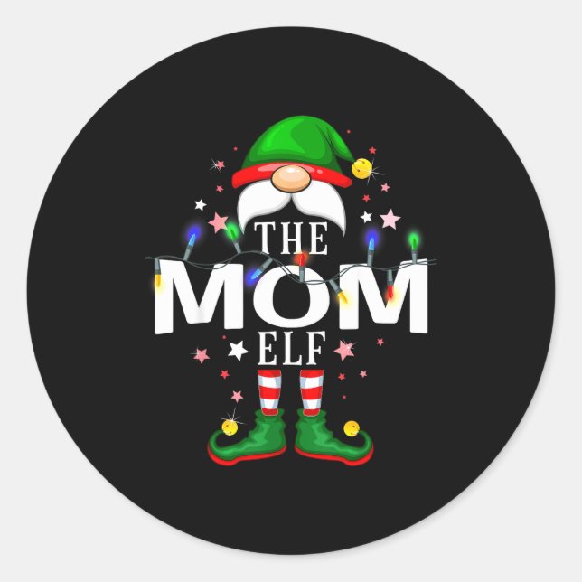 Sticker Rond The Mom Elf Christmas Family Pajama Party  (Devant)