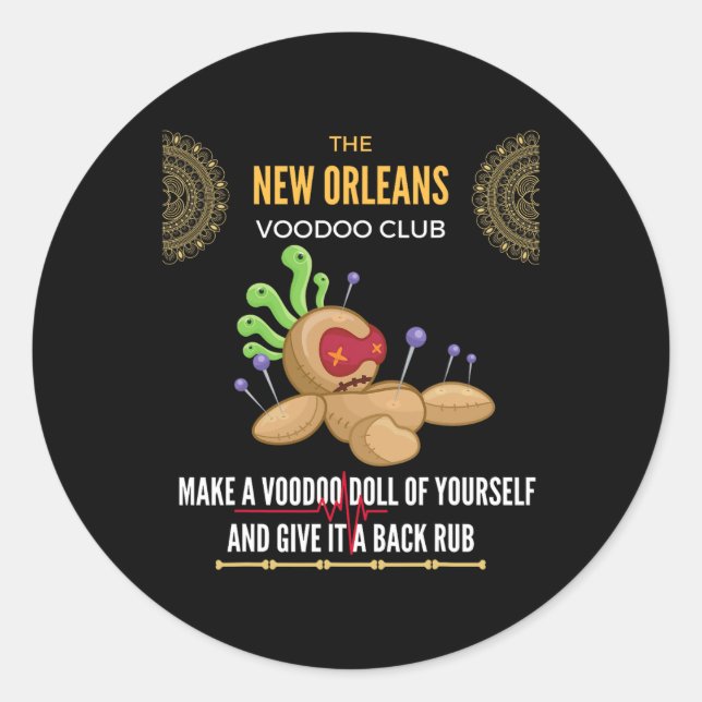Sticker Rond The New Orleans Voodoo Club - Crazy, Insane  (Devant)