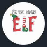 Sticker Rond The Ninja Elf Family Matching Christmas Pajamas<br><div class="desc">Funny Matching Christmas Elf Holiday Graphic Set for Adults,  kids Boys Girls A Great Way To Lighten The Mood And Make Friends And Family Laugh. Matches Loads OF Clothes,  Suitable For The Whole Family</div>