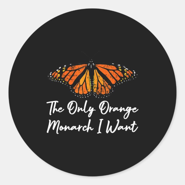 Sticker Rond The Only Orange Monarch Elegant Butterfly Nature L (Devant)