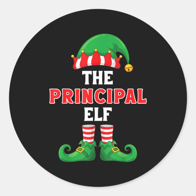 Sticker Rond The Principal Elf Christmas For Principal School P (Devant)