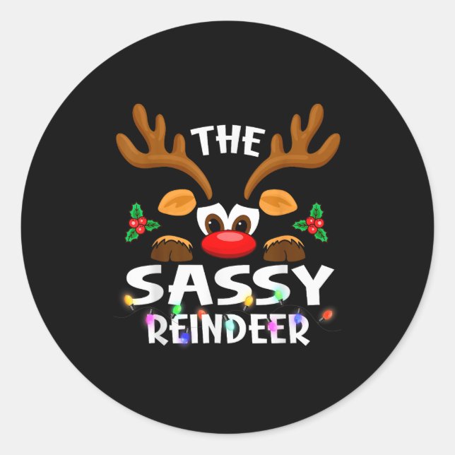 Sticker Rond The Sy Reindeer Christmas Men Women  (Devant)