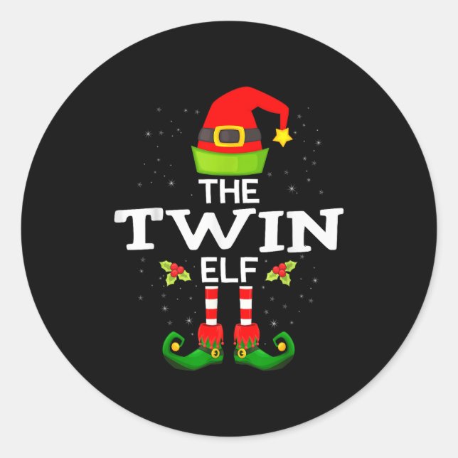 Sticker Rond The Twin Elf Christmas Family Matching Pajama  (Devant)