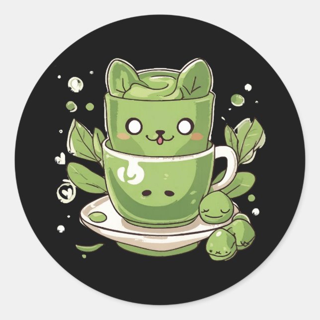 Sticker Rond thé vert matcha (Devant)