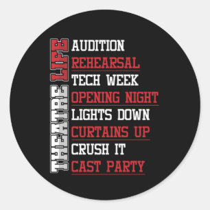 Sticker Rond Théâtre Vie Théâtre Acteur Étape Cadeau