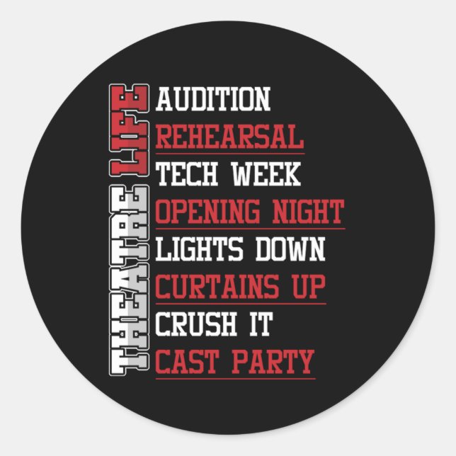 Sticker Rond Théâtre Vie Théâtre Acteur Étape Cadeau (Devant)
