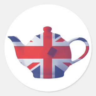 Sticker Rond Théière d'Union Jack