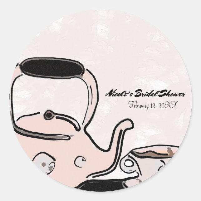 Sticker Rond Théière Party Moderne Chic Cadeau de Mariage (Devant)