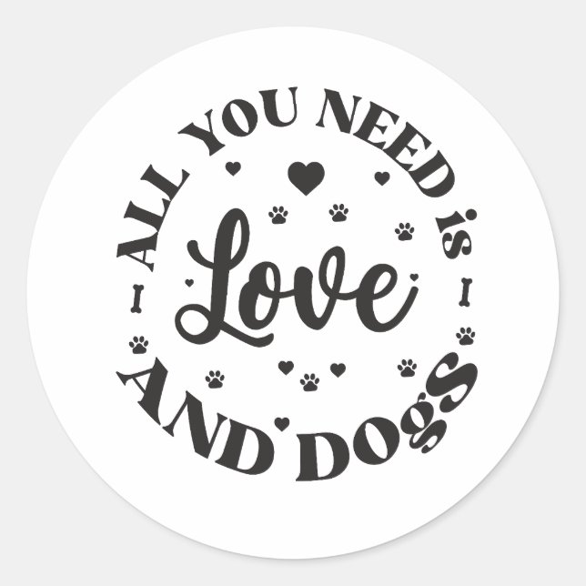 Sticker Rond Thème "Amour et Chiens" (Devant)
