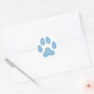 Sticker Rond Thème animal Empreinte de patte chien (bleu)