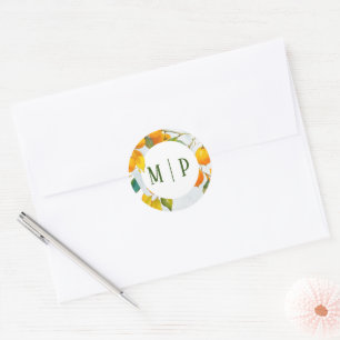 Sticker Rond Thème aquarelle orange Couleurs vives