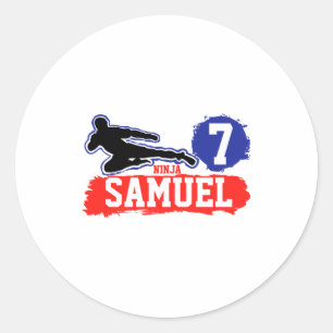 Sticker Rond Thème Arts Martiaux Ninja Warrior Anniversaire Gar