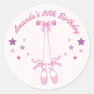 Sticker Rond Thème Ballerine Rose Fête d'anniversaire personnal