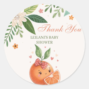 Sticker Rond Thème Botanique Petite Cutie Orange Citrus