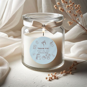 Sticker Rond Thème Café Bleu Café Bebe Garçon Baby Shower