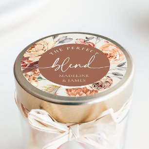 Sticker Rond Thème Café "Le Mélange Parfait" Cadeau de Mariage