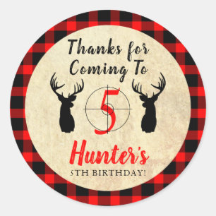 Sticker Rond Thème Chasse aux Cerfs Anniversaire Merci